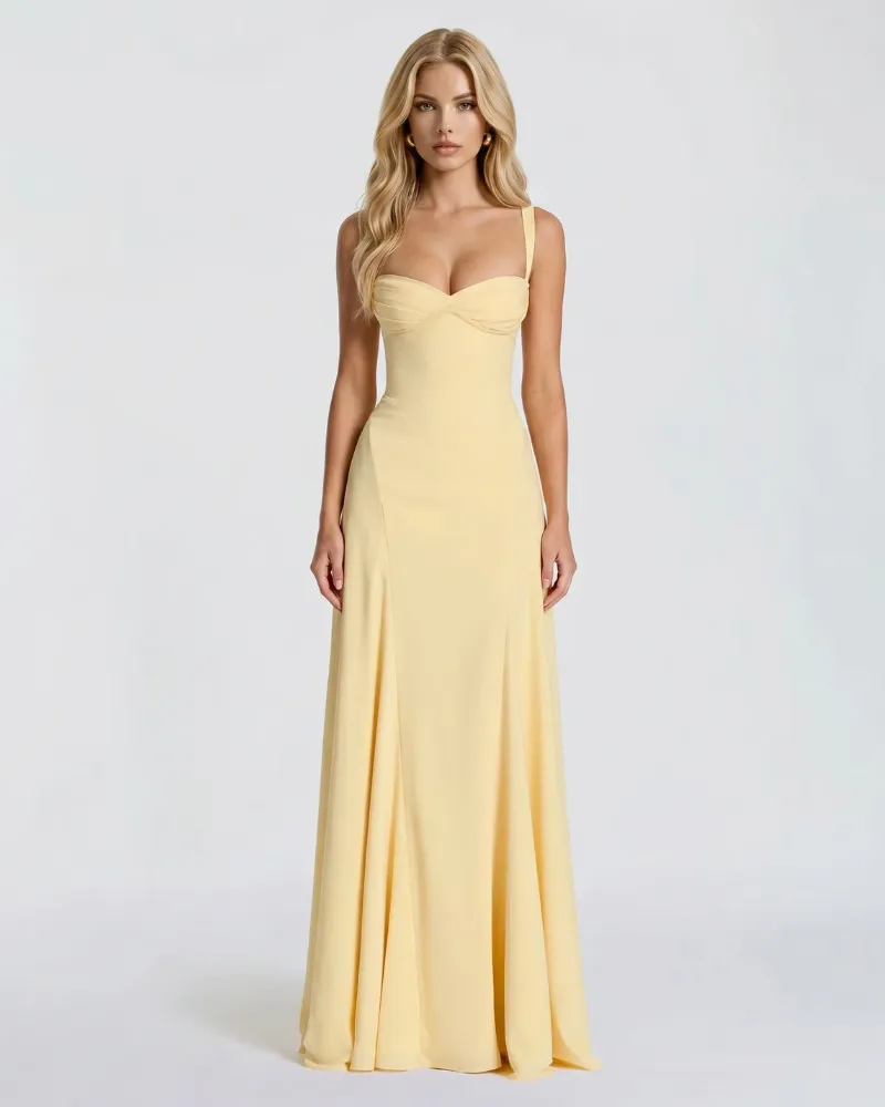 Ava Corset Maxi Dress - Yellow