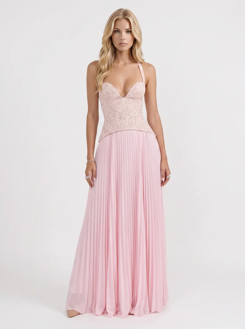 Anneliese Lace Maxi Dress - Pink