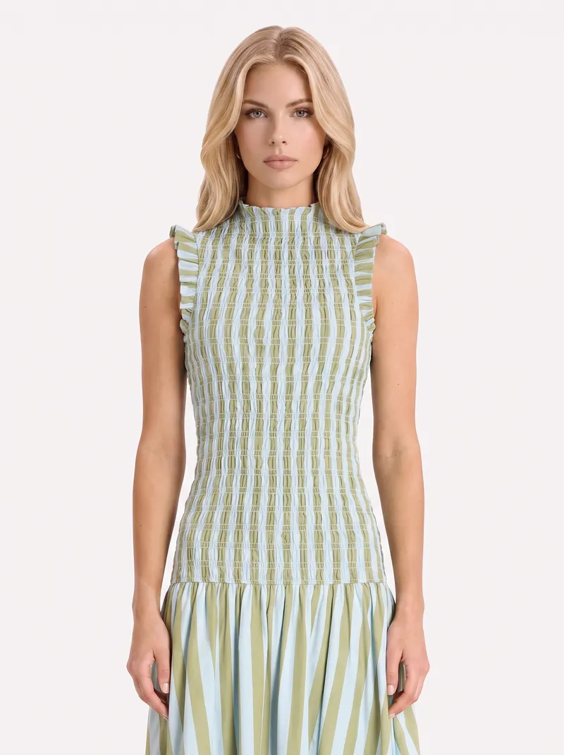 Willa Smocked Maxi Dress - Green