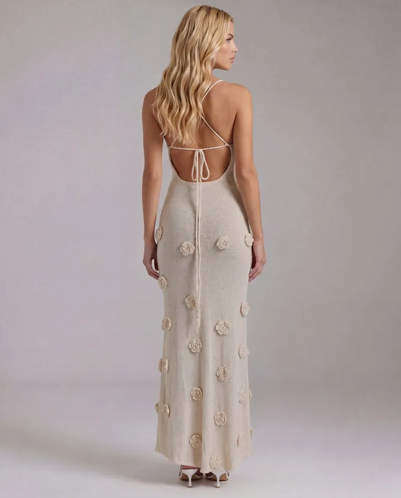 Suki Satin Slip Maxi Dress - Beige
