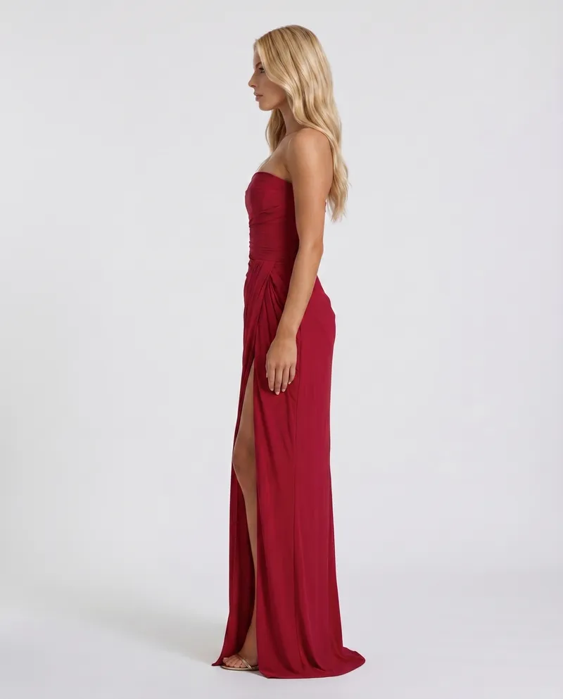 Cyrana Ruched Maxi Dress - Red