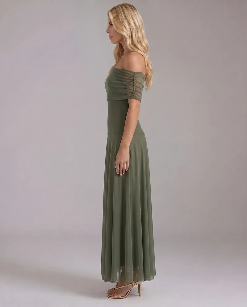 Milena Draped Maxi Dress - Green