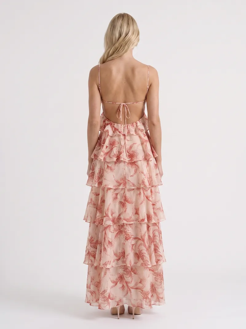 Marielle Butterfly Maxi Dress - Brown