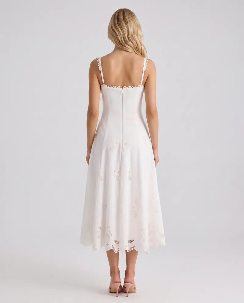 Sara Flare Midi Dress - White