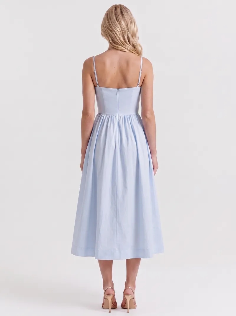 Birdie Flare Midi Dress - Light Blue