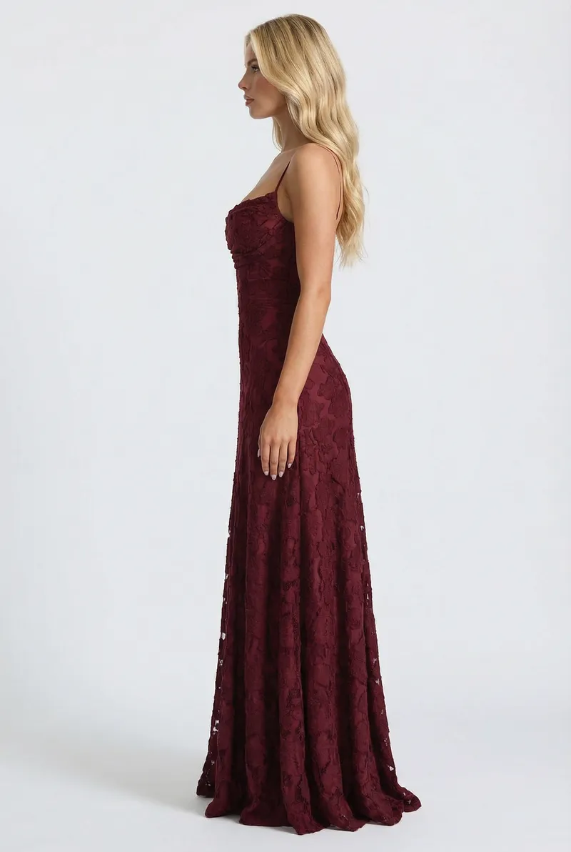 Francis Butterfly Maxi Dress - Burgundy