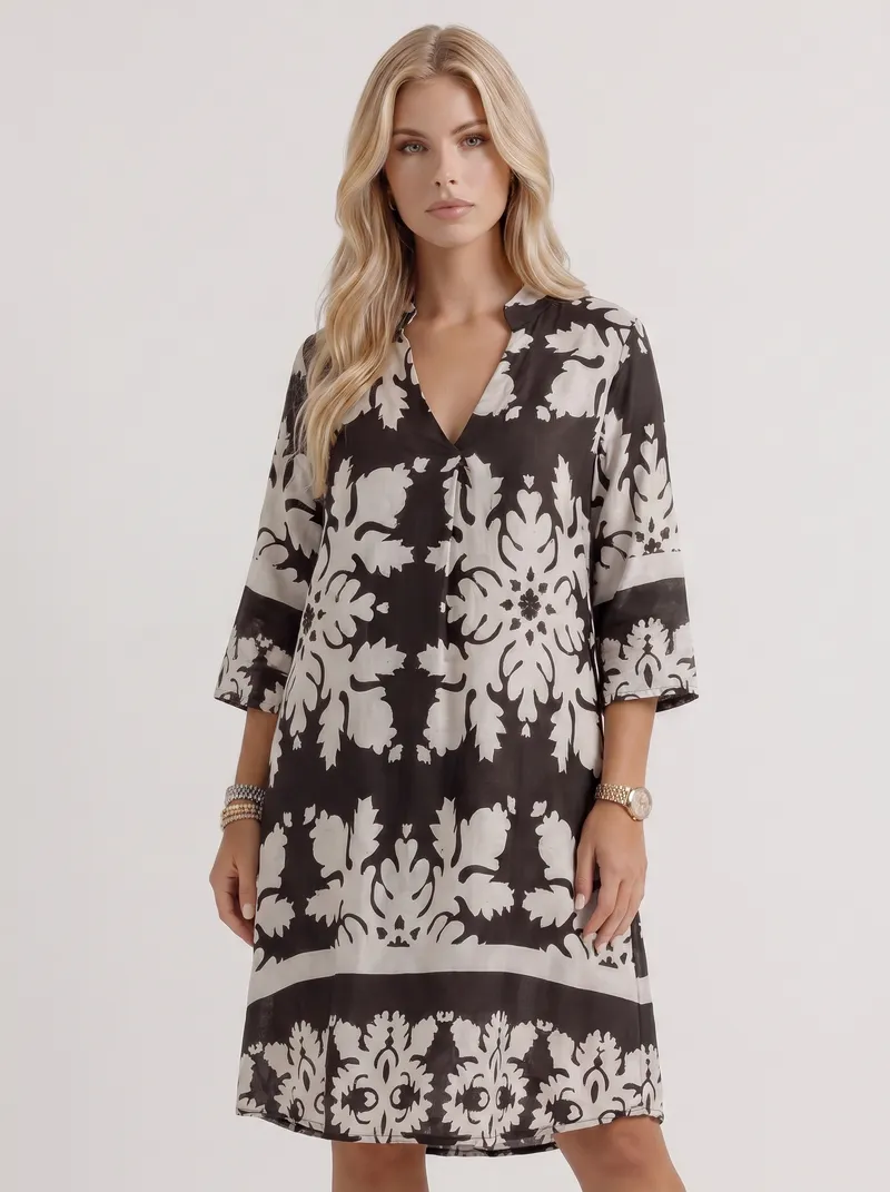 Marije Floral Midi Dress - Black