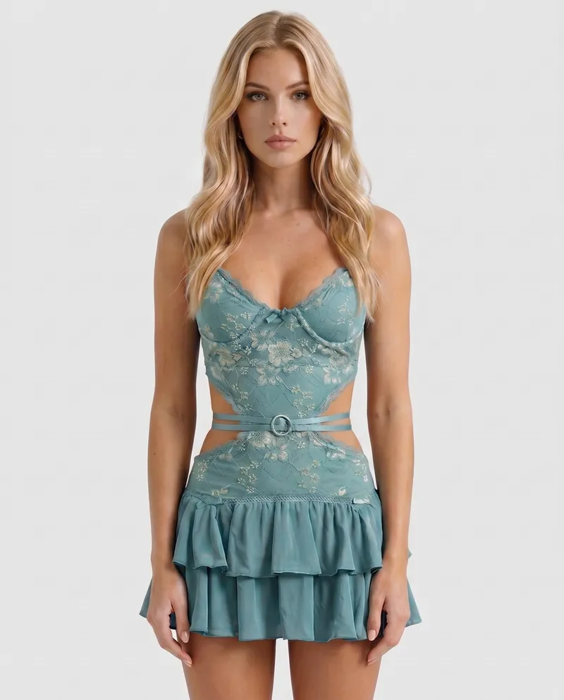 Tess Cutout Mini Dress - Blue