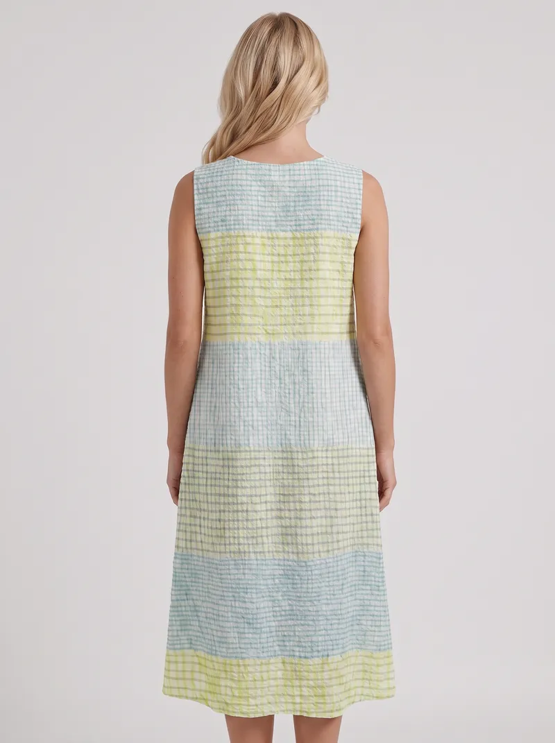 Elara Printed Midi Dress - Yellow Gingham