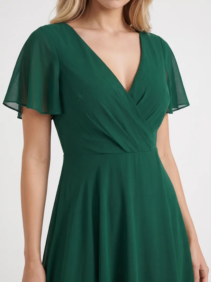 Calliope Ruffle Midi Dress - Dark Green