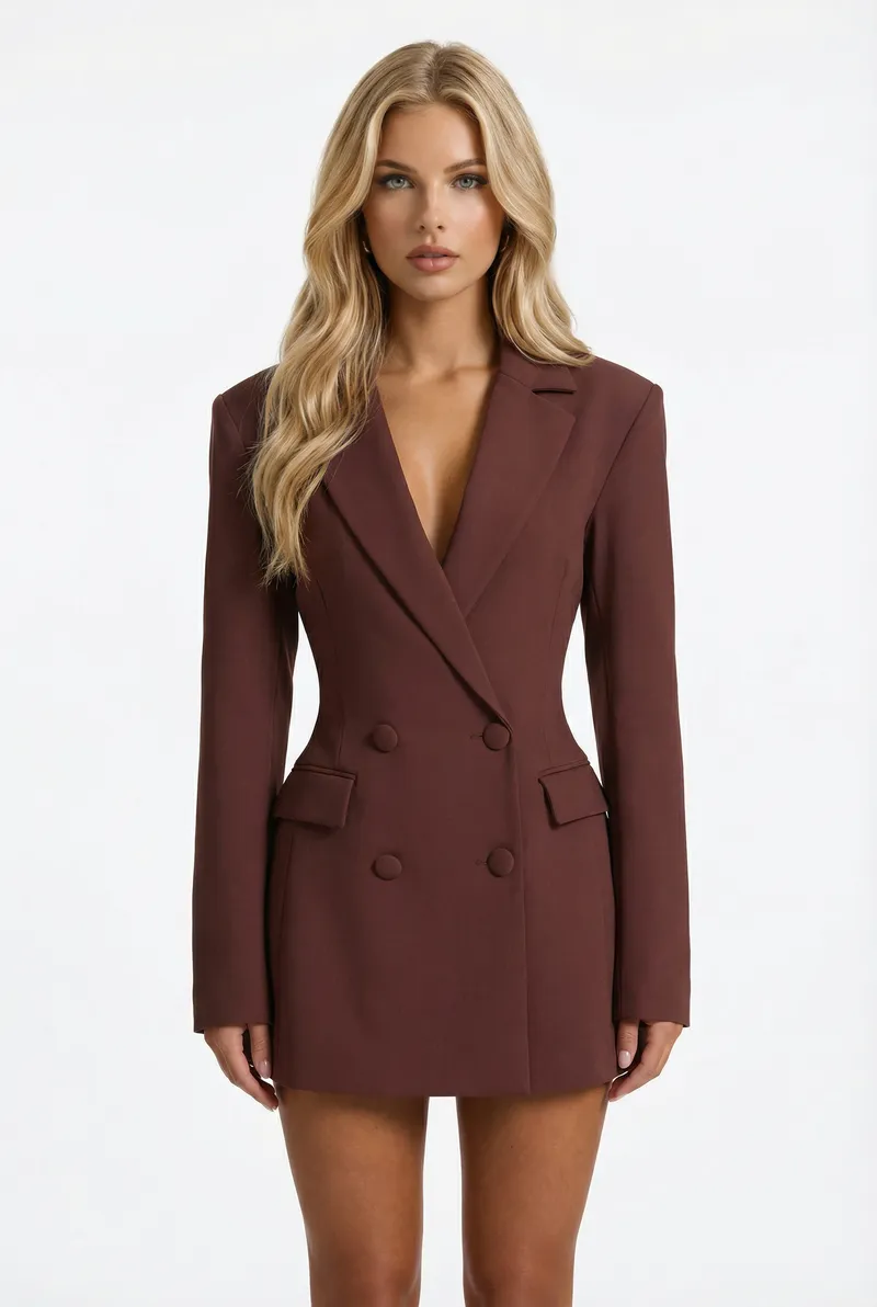 Colette Blazer Mini Dress - Brown