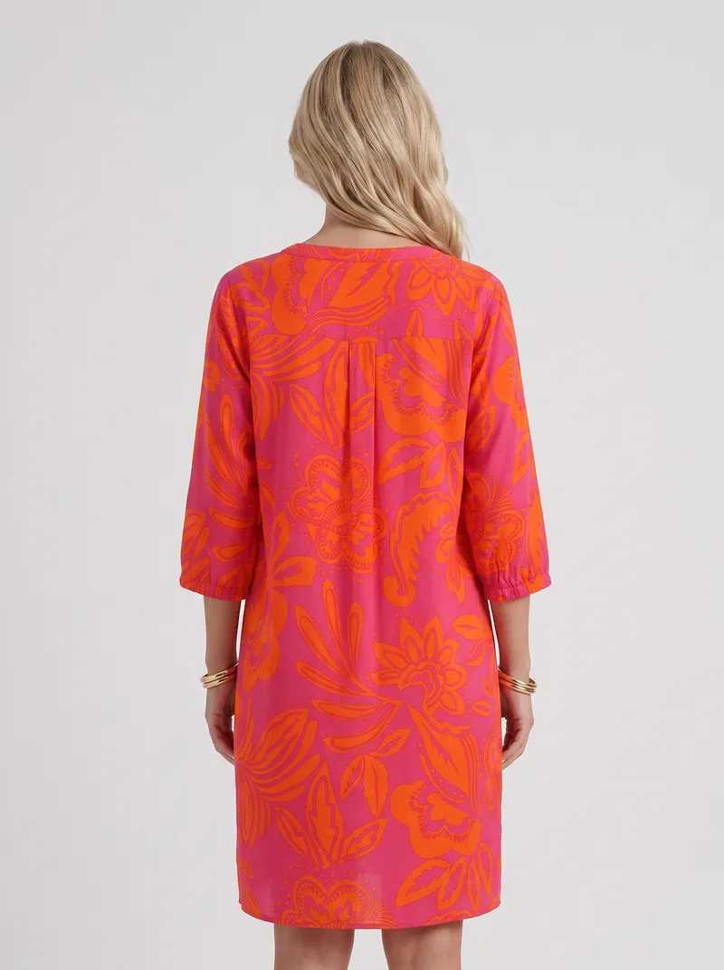 Marije Floral Midi Dress - Orange