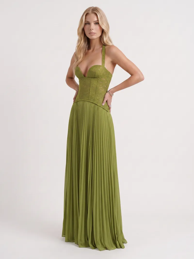 Anneliese Lace Maxi Dress - Green