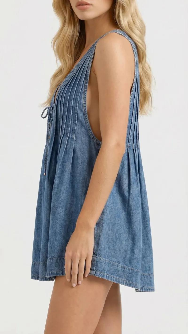 Mia Denim Tie Mini Dress