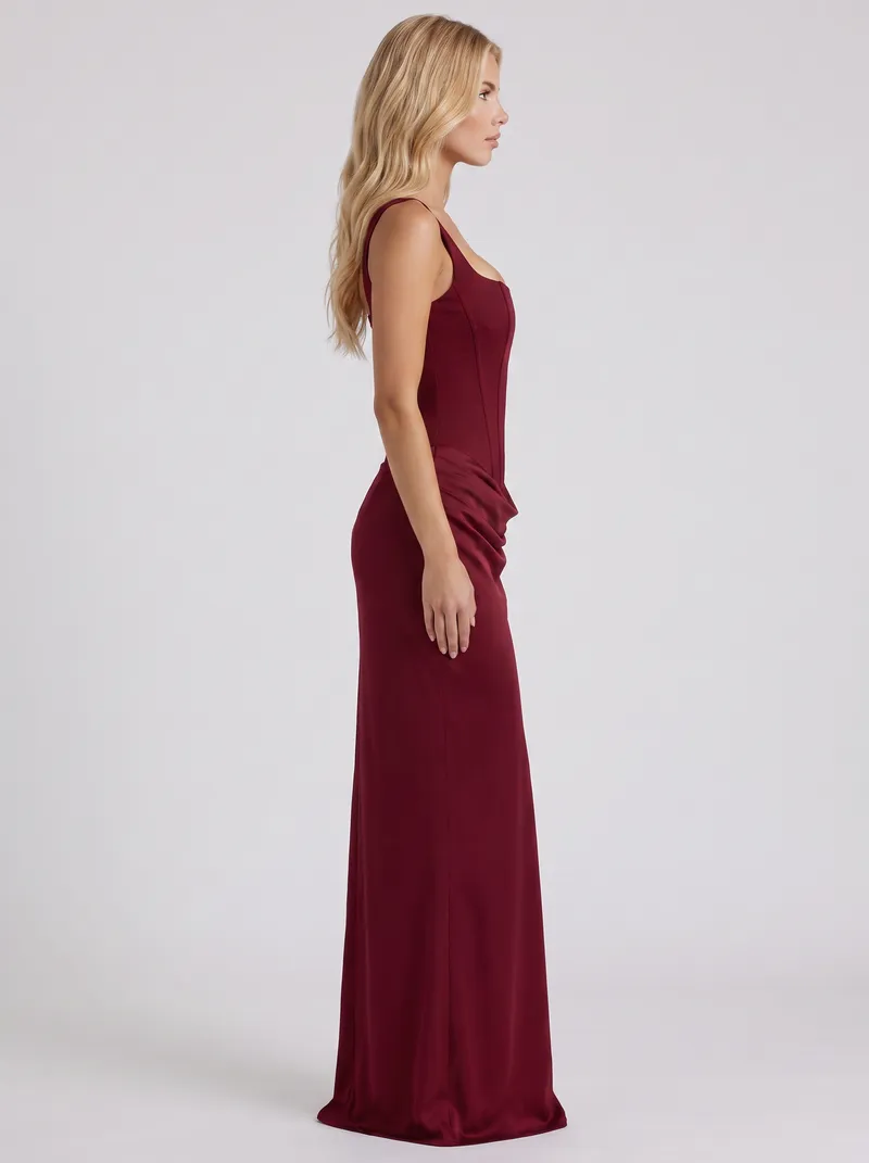 Octavia Corset Maxi Dress - Burgundy