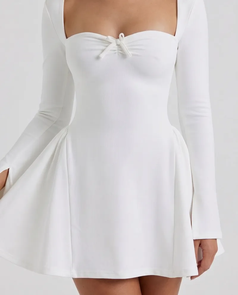 Megan Knot Mini Dress - White