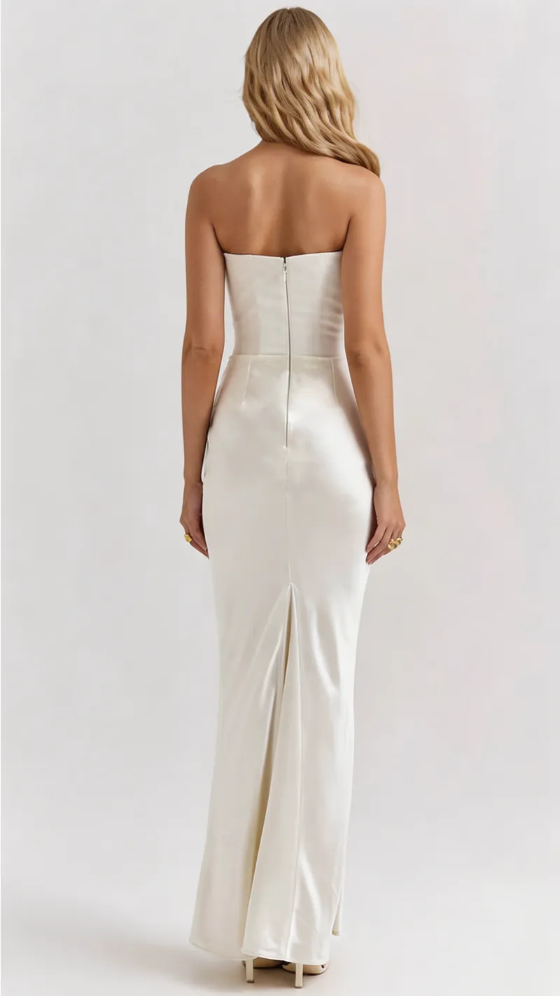 Scarlet Corset Strapless Maxi Dress - White