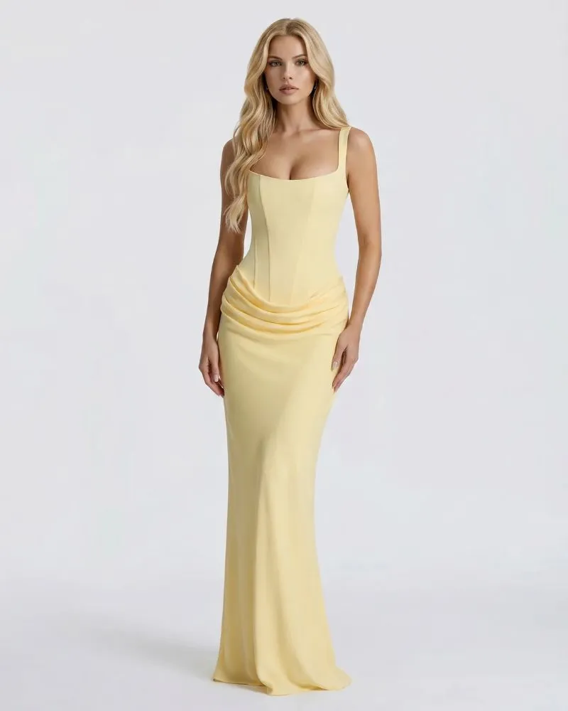 Cerene Corset Maxi Dress - Yellow