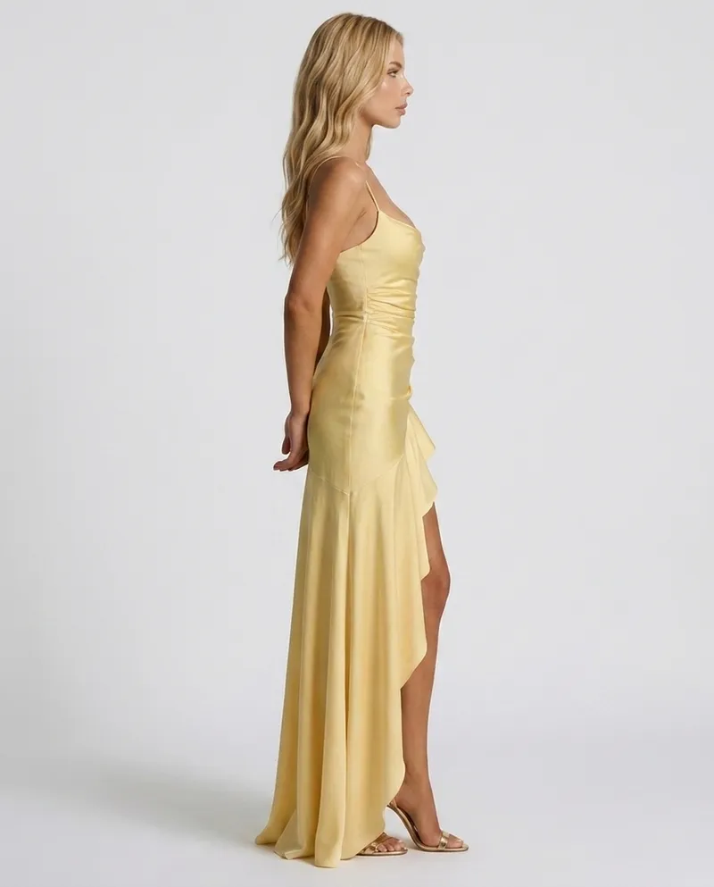 Rosalie Cowl Maxi Dress - Lemon