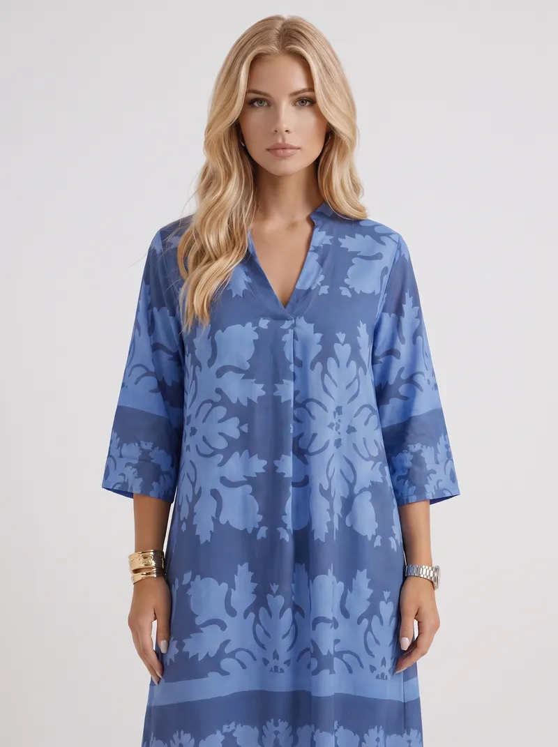 Marije Floral Midi Dress - Blue