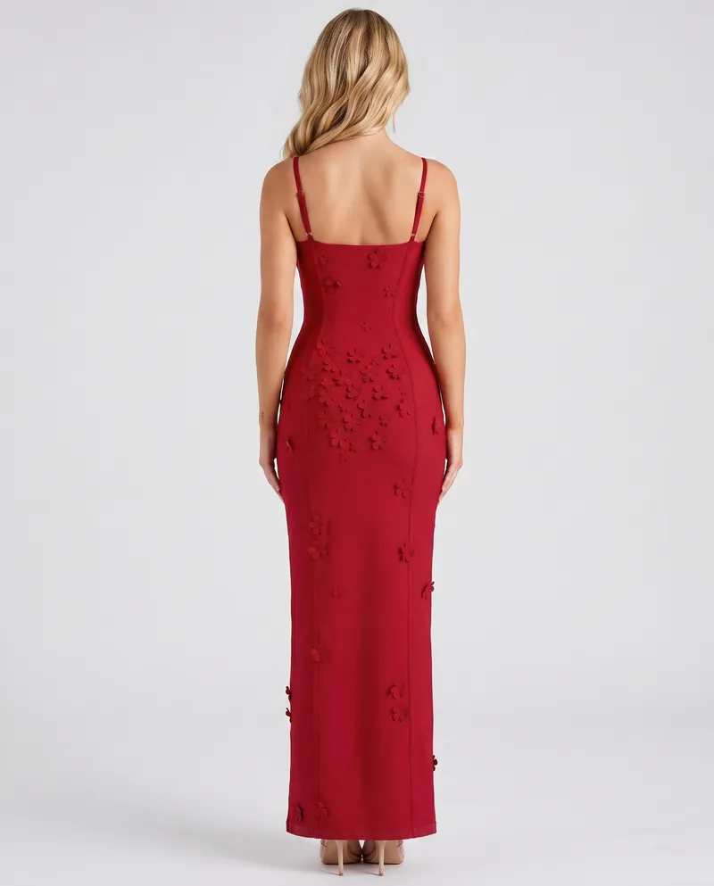 Dalary Floral Maxi Dress - Red