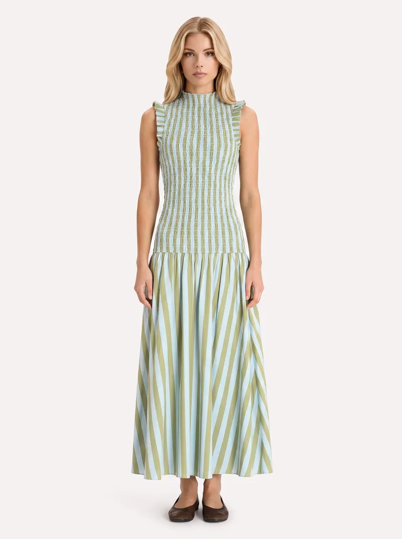 Willa Smocked Maxi Dress - Green