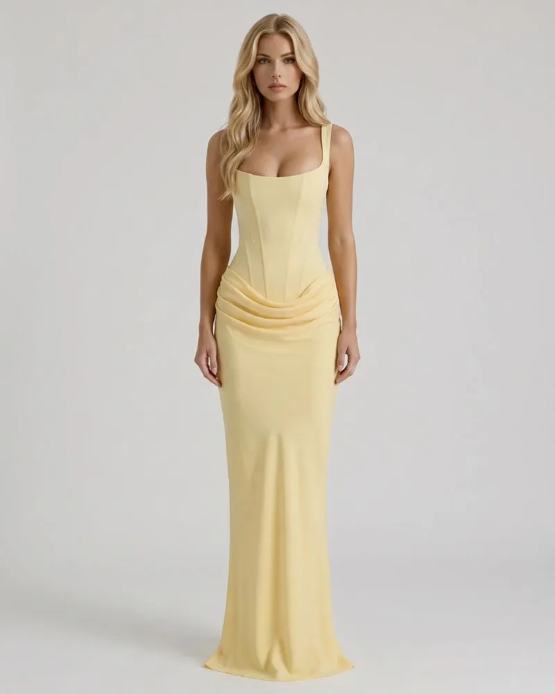 Cerene Corset Maxi Dress - Yellow