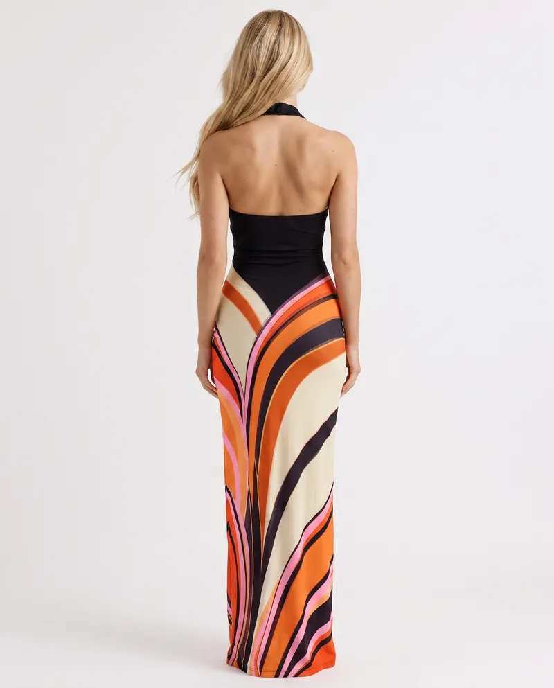 Faye Halter Maxi Dress - Multicolor