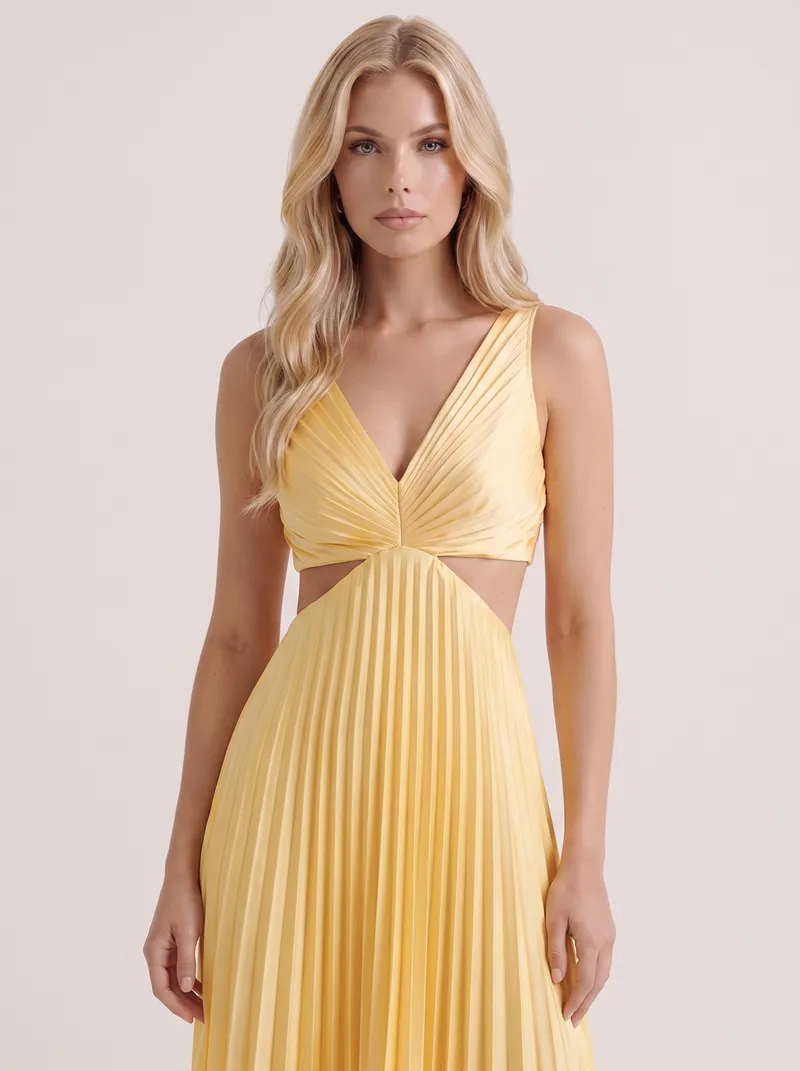 Zara Cutout Midi Dress - Yellow