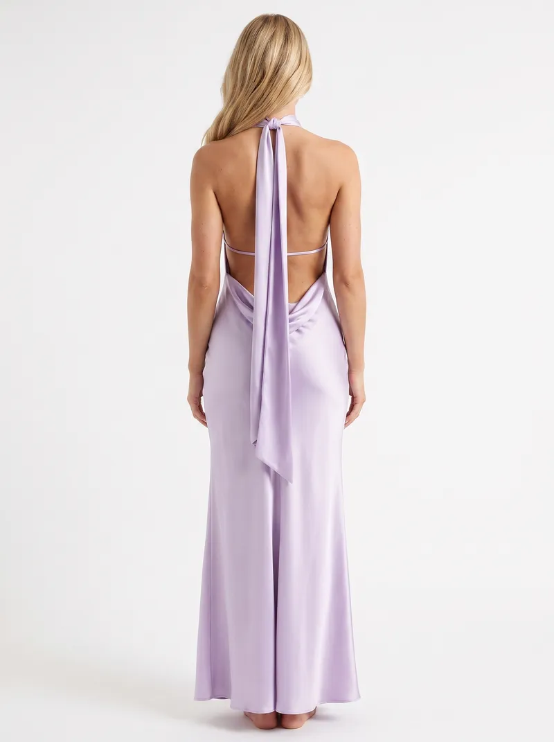 Rosanne Satin Maxi Dress - Lavender