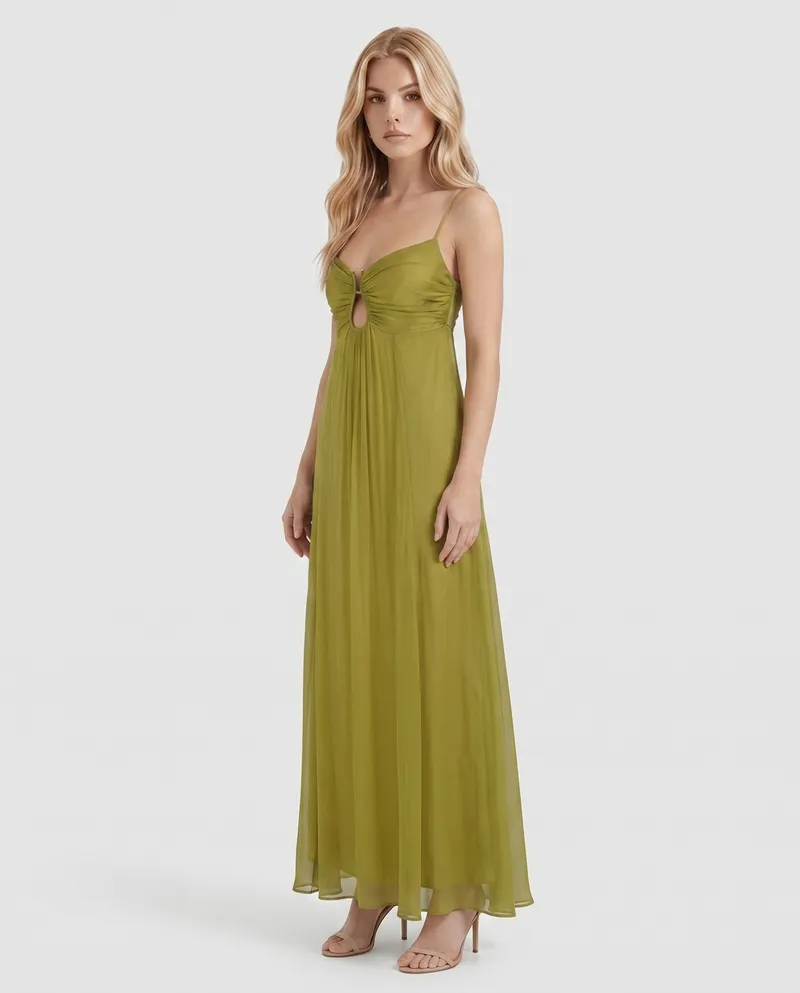 Tatum Keyhole Maxi Dress - Olive Green