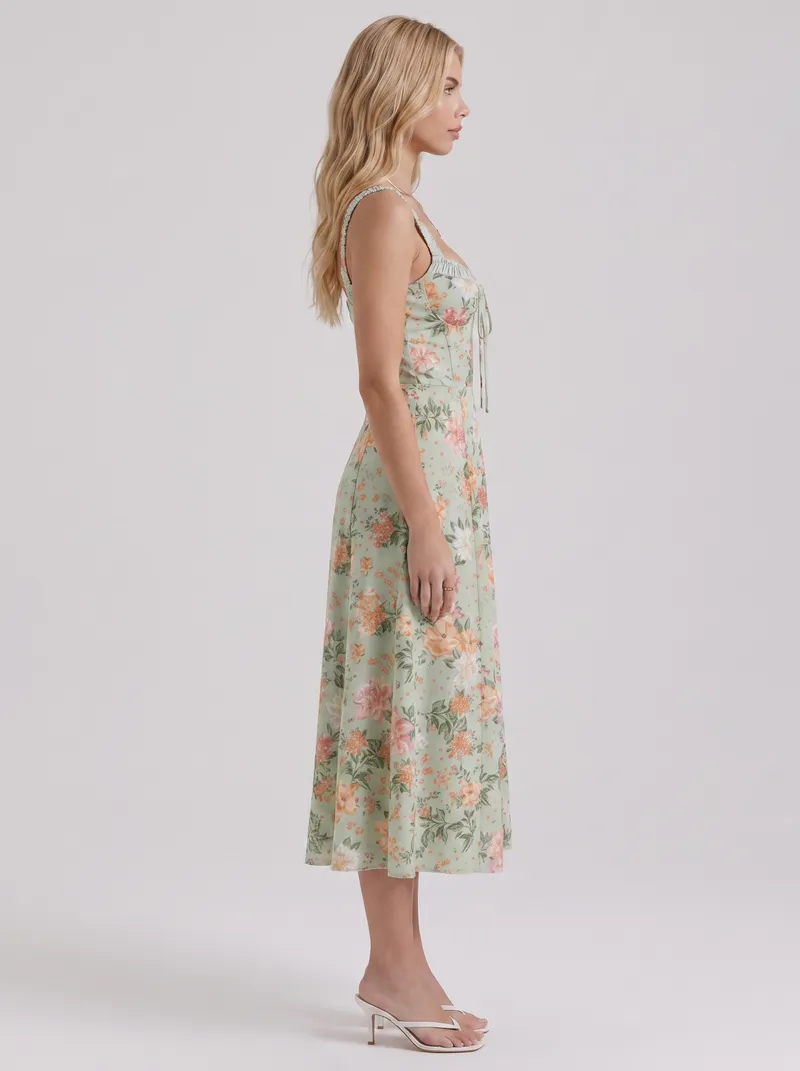 Cosette Floral Midi Dress - Green