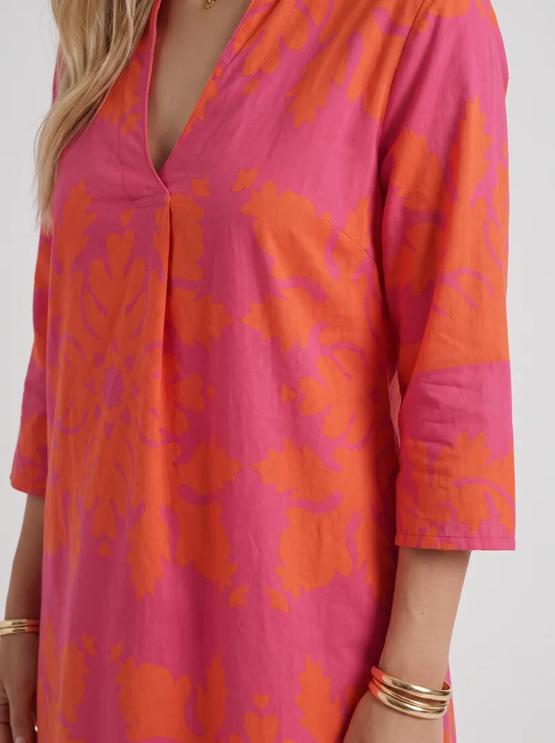 Marije Floral Midi Dress - Orange