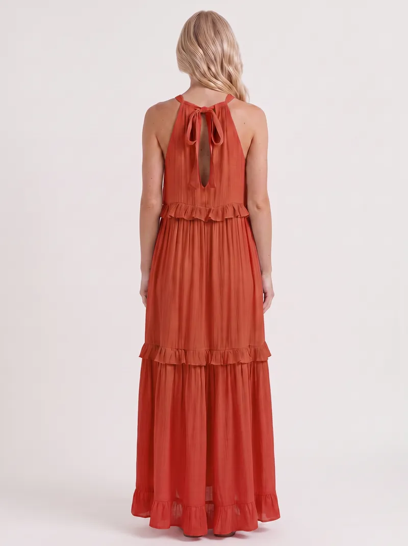 Thea Tiered Maxi Dress - Red