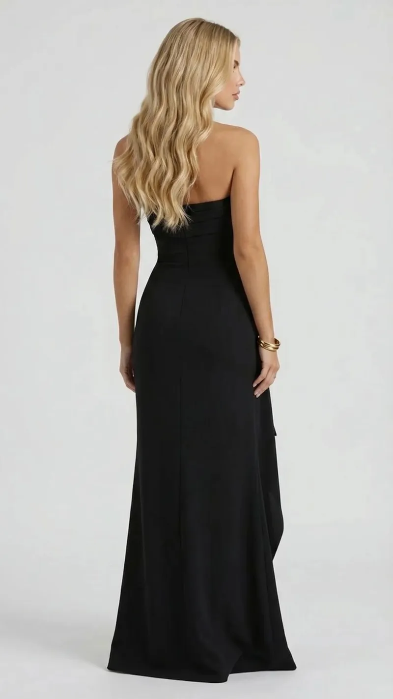 Diana Ruched Maxi Dress - Black