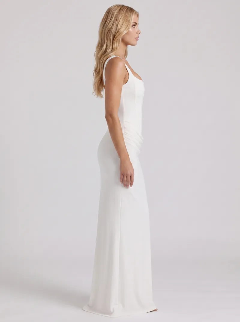 Octavia Corset Maxi Dress - White