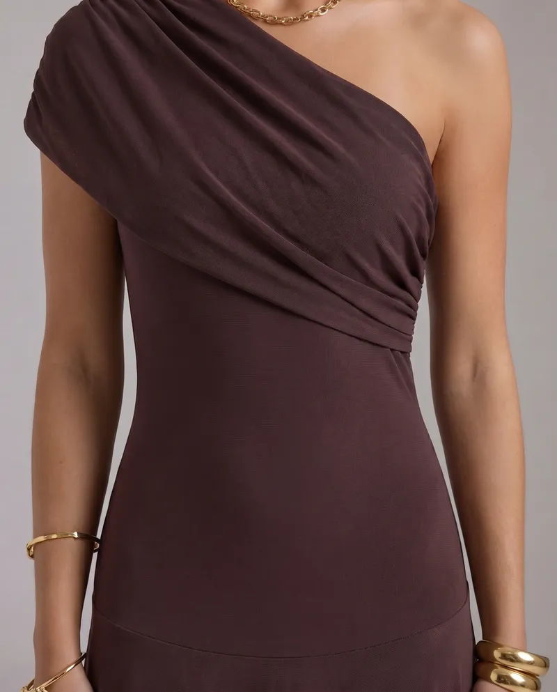 Milena Draped Maxi Dress - Brown