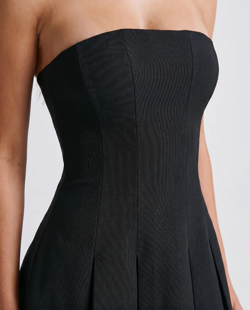 Bryony Pleated Mini Dress - Black