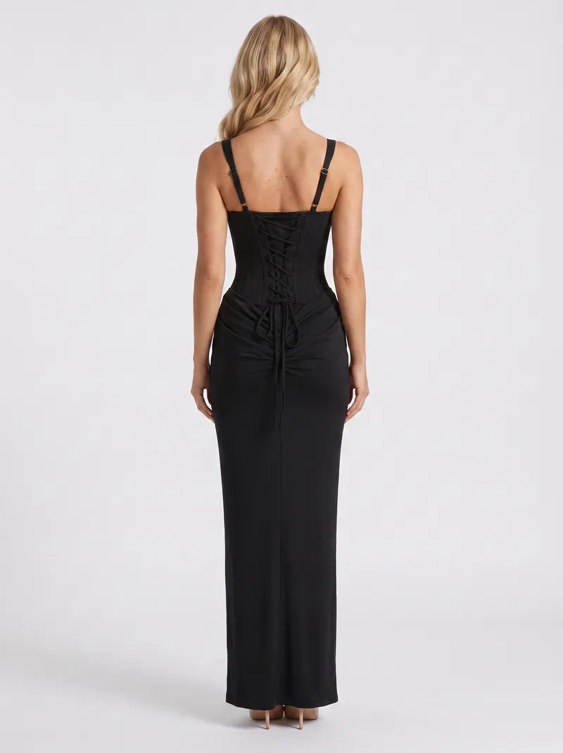 Octavia Corset Maxi Dress - Black