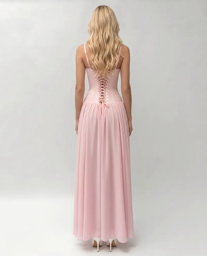 Rosa Corset Maxi Dress - Pink