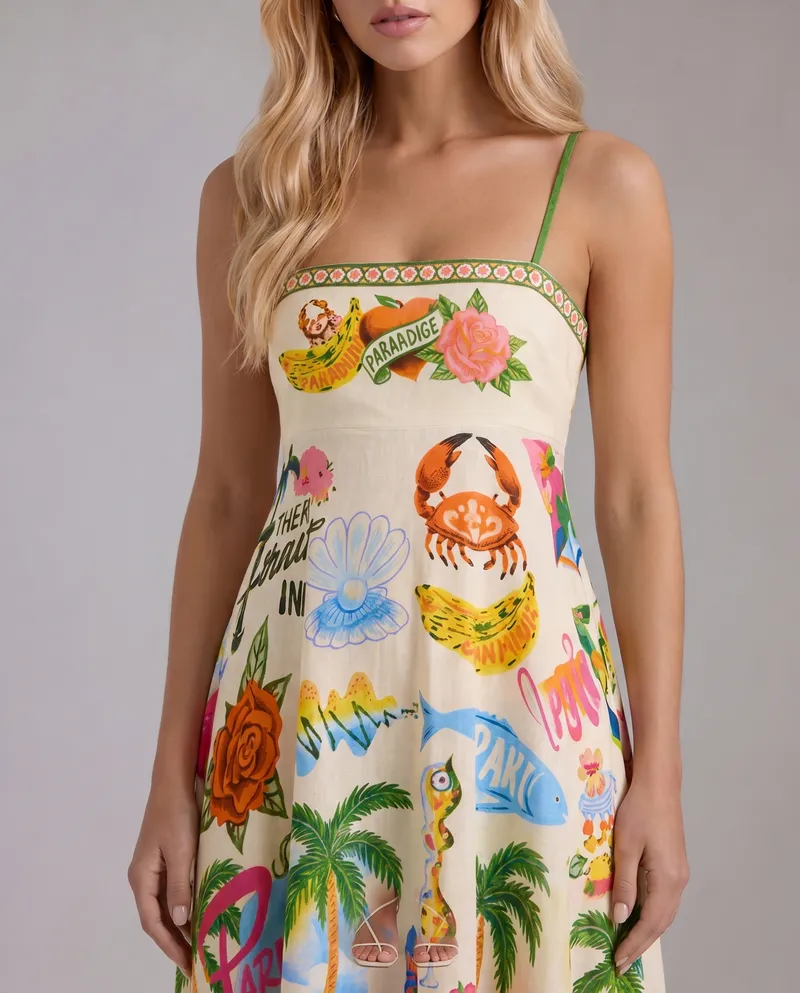 Isla Tropical Maxi Sundress - Multicolor