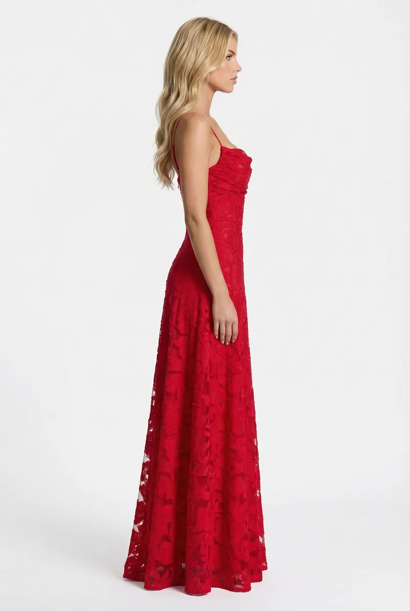 Francis Butterfly Maxi Dress - Red