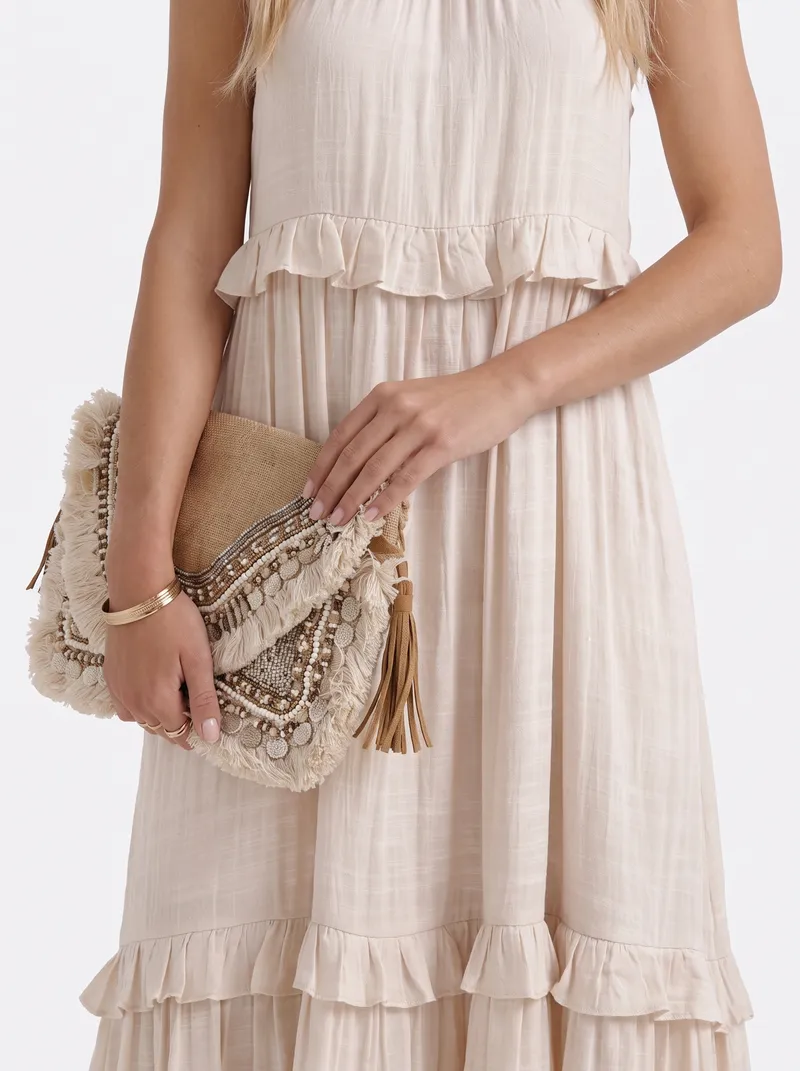 Thea Tiered Maxi Dress - Apricot