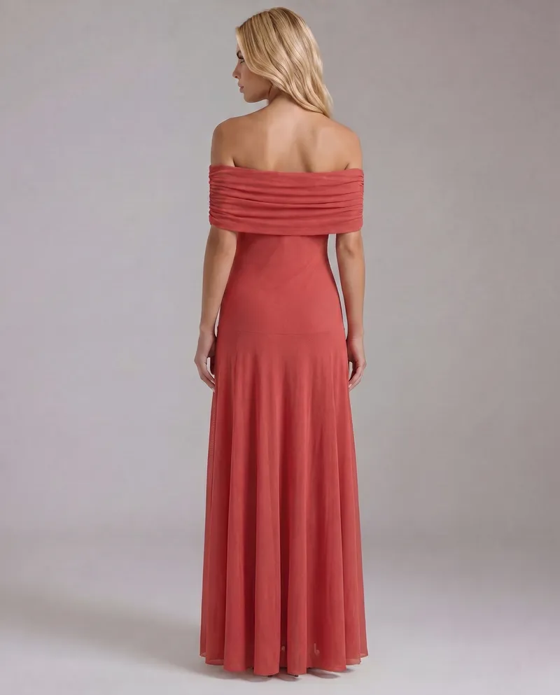 Milena Draped Maxi Dress - Red