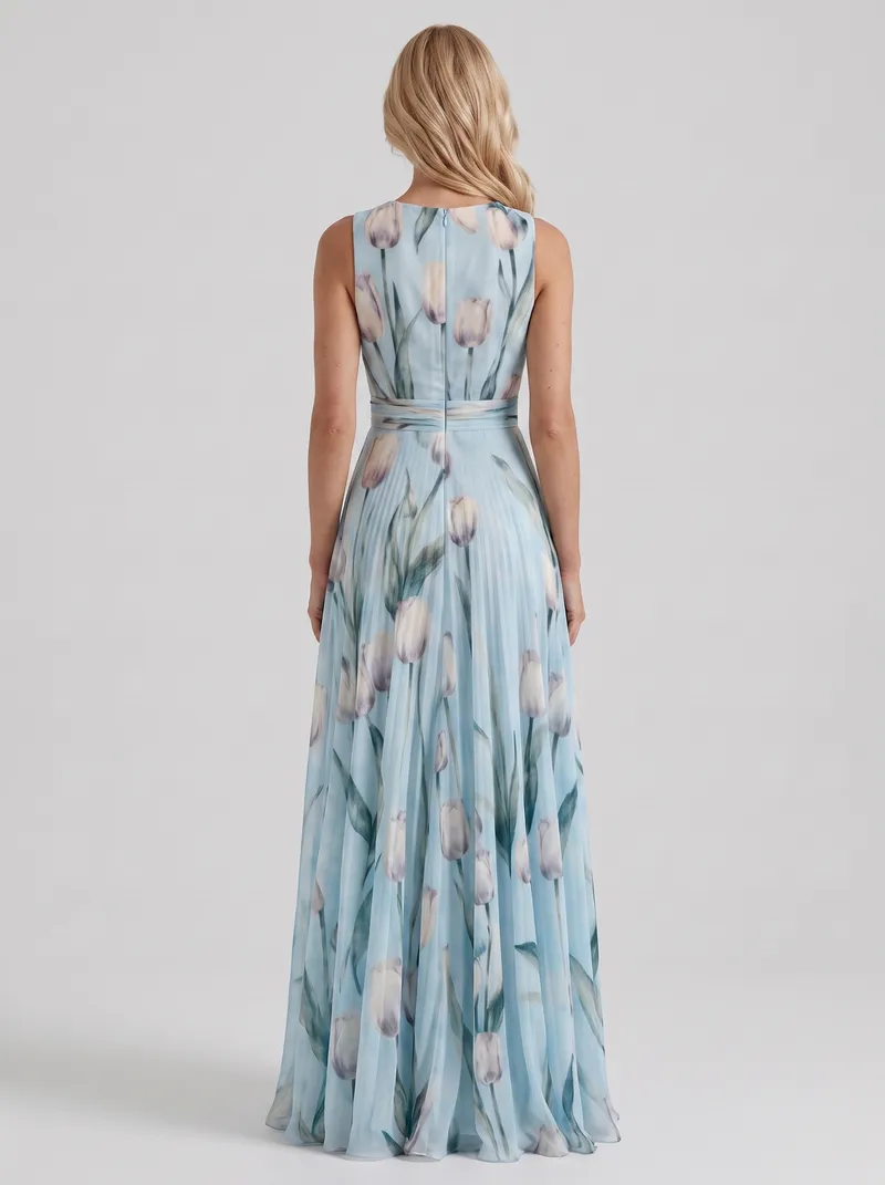 Fleur Floral Maxi Dress - Sky Blue