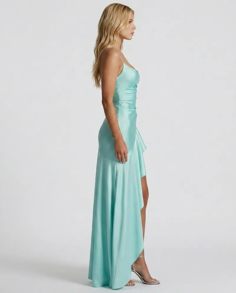 Rosalie Cowl Maxi Dress - Aqua