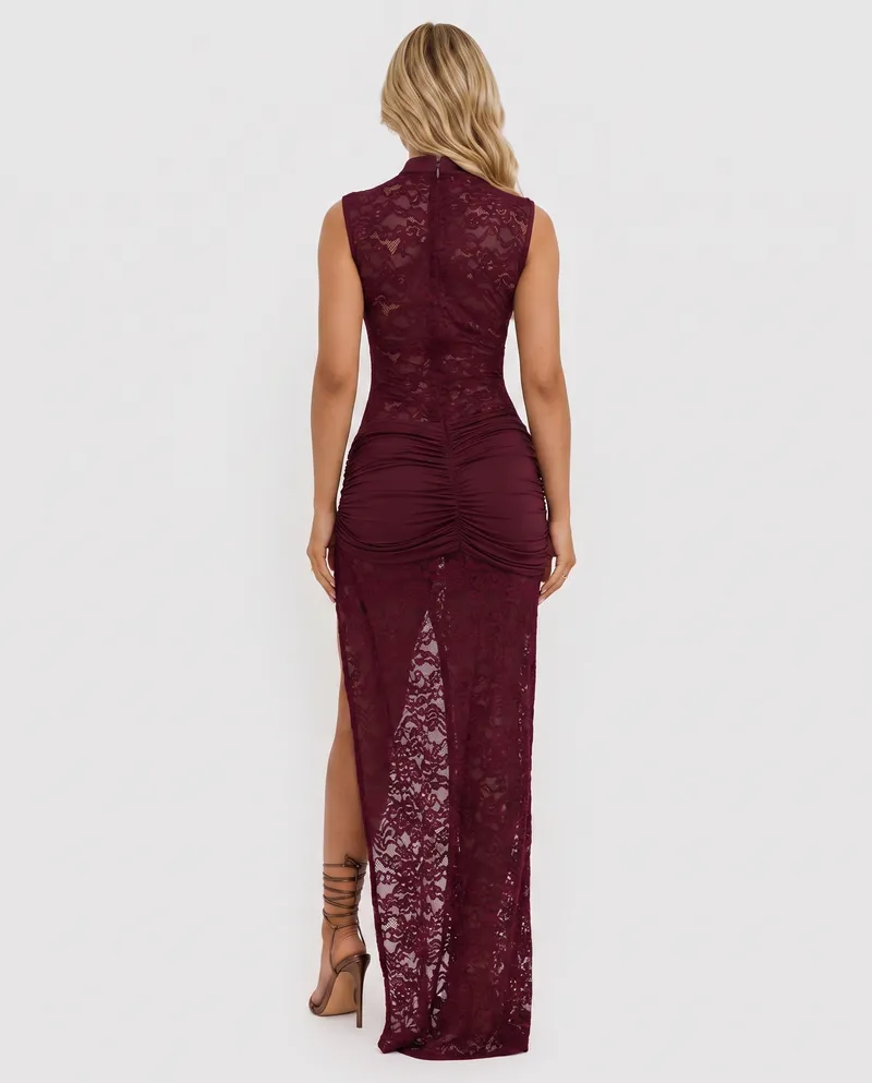 Iris Lace Maxi Dress - Wine