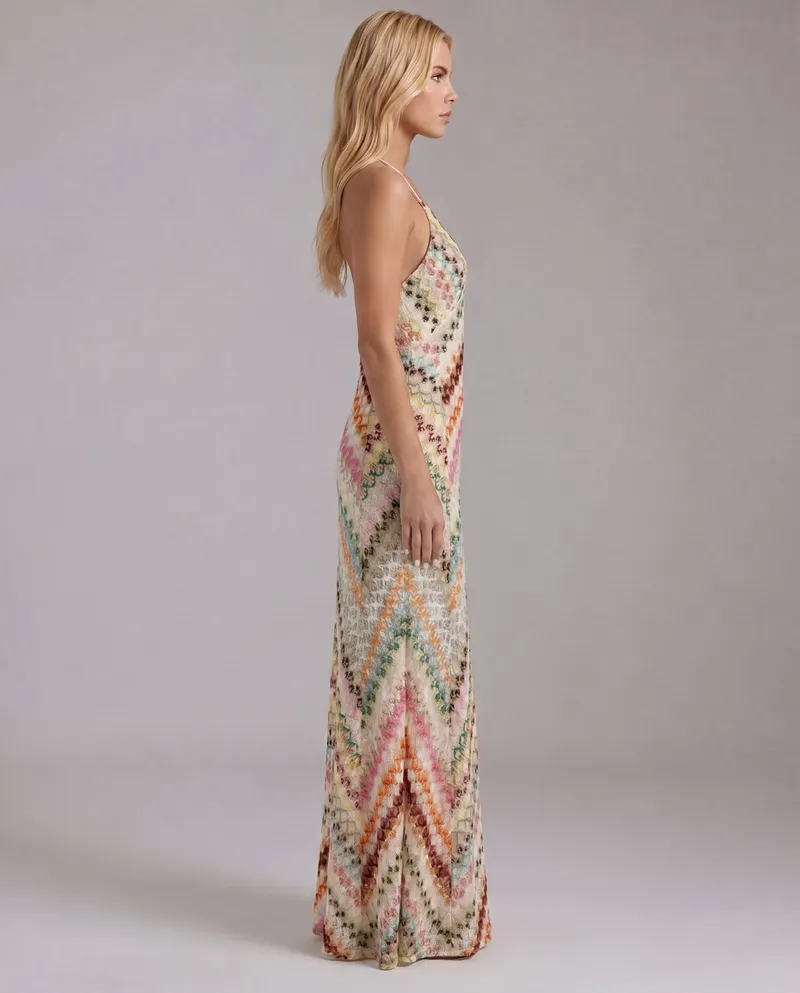 Phoebe Boho Crochet Maxi Dress - Multicolor