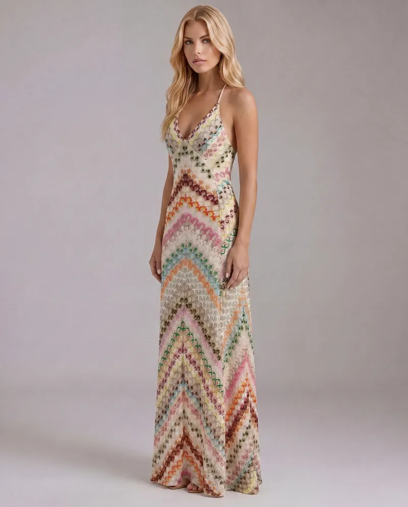 Phoebe Boho Crochet Maxi Dress - Multicolor