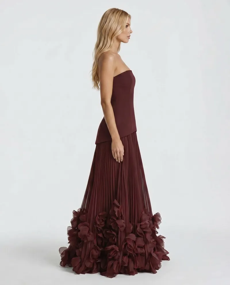 Katy Rosette Maxi Dress - Burgundy